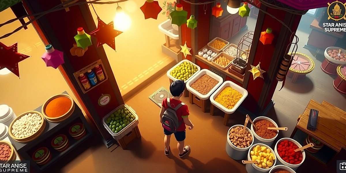 Star Anise Supreme Market Gameplay Star Anise Supreme gameplay showing a character navigating through a busy Indian market with vendors selling spices, fruits and traditional snacks